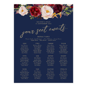 Gold Navy Marsala Wedding Welcome Sign Lucy Poster