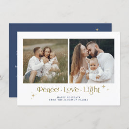 Gold Navy Menorah Peace Liebe Light Hanukkkah Card Einladung