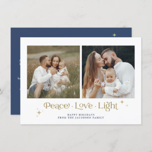 Gold Navy Menorah Peace Liebe Light Hanukkkah Card Einladung