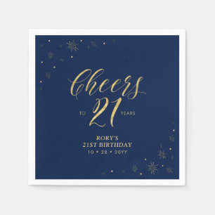 Gold & Navy Moderne 21. Geburtstagsfeier Serviet Serviette