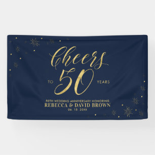 Gold & Navy Moderne 50 Jahre Hochzeit Banner
