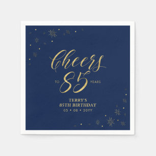 Gold & Navy Moderne 85. Geburtstagsfeier Serviette