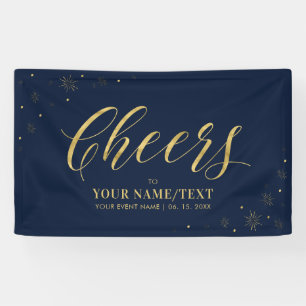 Gold & Navy Moderne Cheers-Party für alle Anlässe Banner