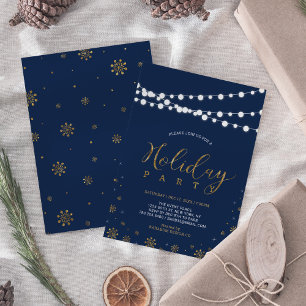 Gold & Navy Moderne Firmen-Weihnachtsfeier Einladung