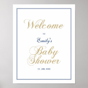 Gold & Navy   Moderne Willkommensschilder für Baby Poster