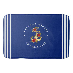 Gold Navy Nautical Anchor Yacht Club Retro Rose Na Badematte