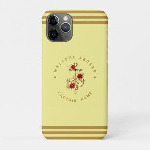 Gold Navy Nautical Anchor Yacht Club Retro Rose Na Case-Mate iPhone Hülle