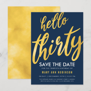 Gold Navy Rett Date 30 Geburtstag Party Einladung