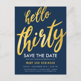 Gold Navy Rett Date 30 Geburtstag Party Postkarte