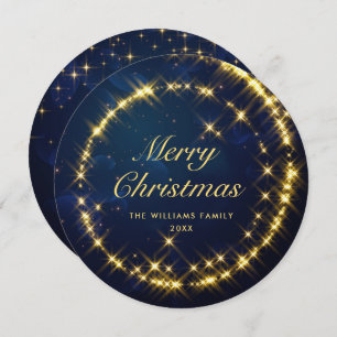 Gold Navy Sparkor Weihnachtsbeleuchtung Feiertagskarte