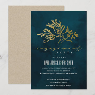 GOLD NAVY UNDERWASSER MEERWEED VERLOBUNG EINLADEN DANKESKARTE