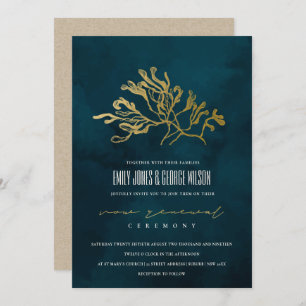 GOLD NAVY UNDERWASSER SEAWEED VOW RENEWAL INVITE DANKESKARTE