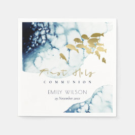 GOLD NAVY UNTERWASSERSEE FISCHEREIHOLY COMMUNION SERVIETTE