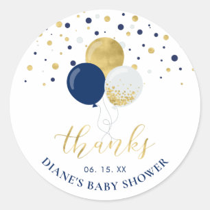 Gold & Navyblaue Ballons   Partygeschenk Danke Runder Aufkleber