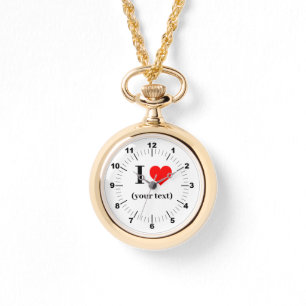 Gold Necklace Watch - Custom I Heart - Hinzufügen Armbanduhr