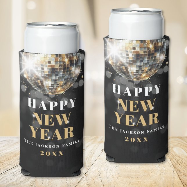 Gold New Year's Eve Party Selters Dosenkühler (Black Gold New Year's Eve Party Seltzer Can Cooler)