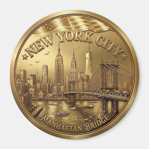 Gold New York City Manhattan Bridge Souvenir Magne Magnet