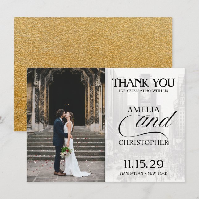 Gold New York City Passport Dankeskarte (Vorne/Hinten)
