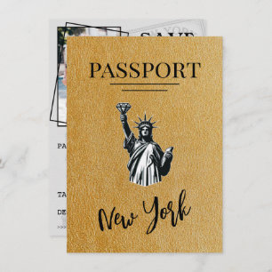Gold New York City Passport Save the Date