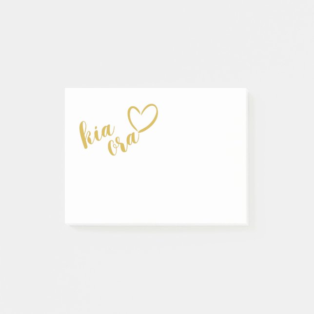GOLD NEW ZEALAND KIWI GREETING KIA ORA HERZFORM POST-IT KLEBEZETTEL (Vorderseite)
