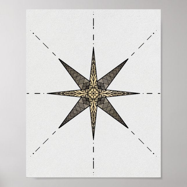 Gold North Star 8x10" Poster (Vorne)