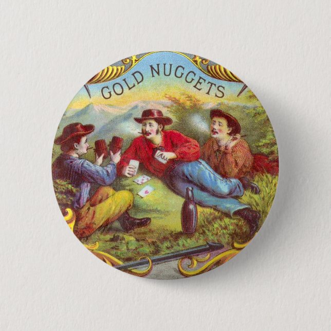 Gold Nuggets Antique Cigar Label Button (Vorderseite)