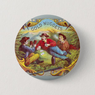 Gold Nuggets Antique Cigar Label Button