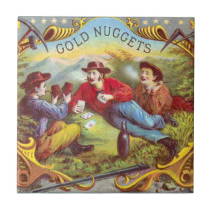 Gold Nuggets Antique Cigar Label Fliese
