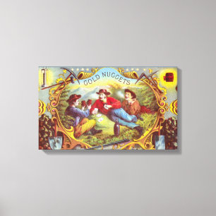Gold Nuggets Antique Cigar Label Leinwanddruck