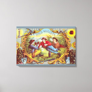 Gold Nuggets Antique Cigar Label Leinwanddruck