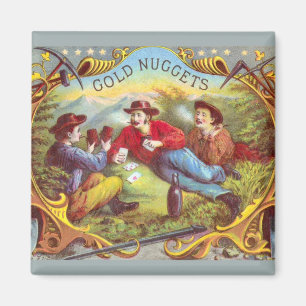 Gold Nuggets Antique Cigar Label Magnet