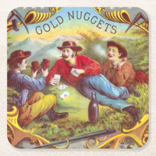 Gold Nuggets Antique Cigar Label Rechteckiger Pappuntersetzer