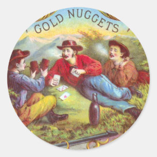 Gold Nuggets Antique Cigar Label Runder Aufkleber