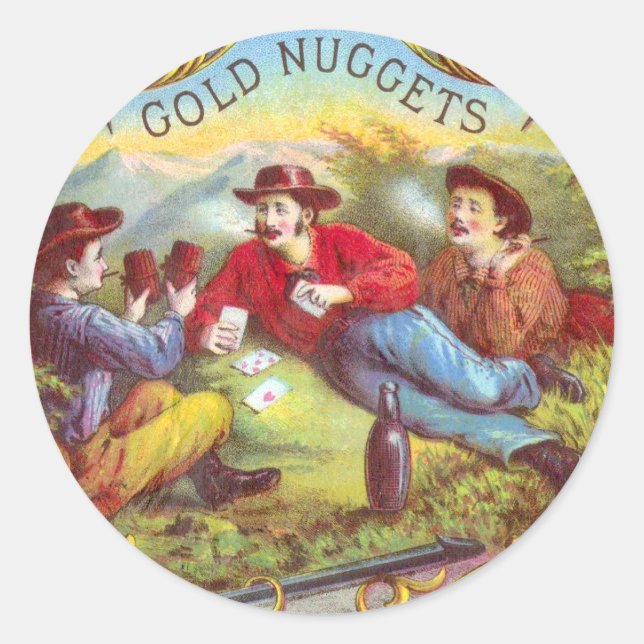 Gold Nuggets Antique Cigar Label Runder Aufkleber (Vorderseite)