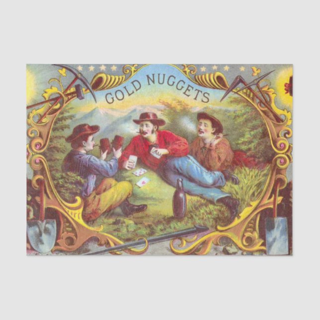 Gold Nuggets Antique Cigar Label Seidenpapier (Vorderseite)