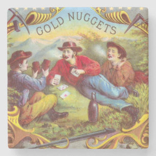 Gold Nuggets Antique Cigar Label Steinuntersetzer