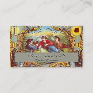 Gold Nuggets Antique Cigar Label Visitenkarte