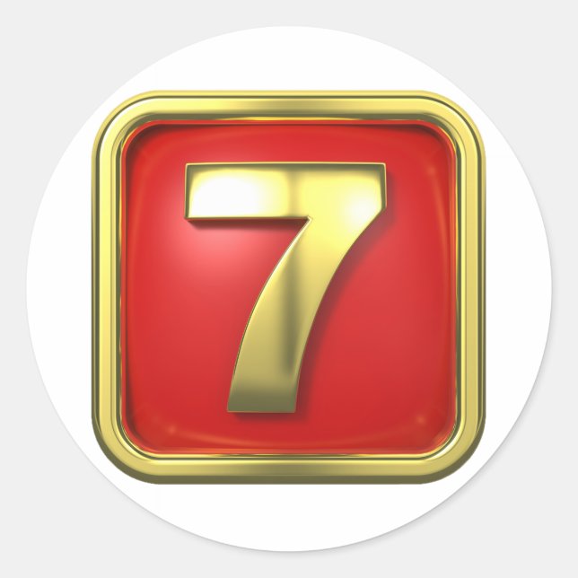 Gold Number Sieben Stickers (Vorderseite)
