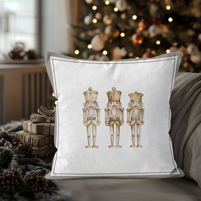 Gold Nutcracker Ballet Weihnachten Feiertag Kissen (Gold Nutcracker traditional Christmas throw pillow)