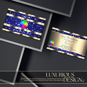 Gold Ocean Blue Glitzer Luminous Stars Logo hinzuf Visitenkarte