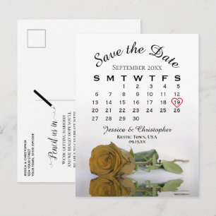 Gold Ochre Rose Hochzeitskalender Save the Date Ankündigungspostkarte