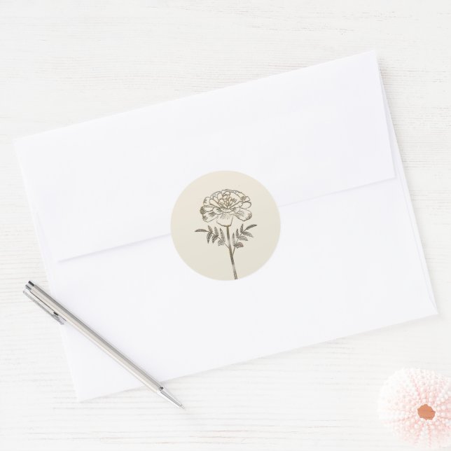 Gold October Marigold Classic Round Sticker (Umschlag)