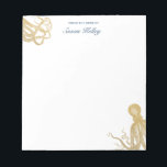 Gold Octopus Personalisiert Notepad Notizblock<br><div class="desc">Fügen Sie den Text mithilfe des Vorlagenformulars hinzu.</div>