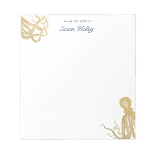 Gold Octopus Personalisiert Notepad Notizblock