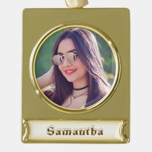 Gold oder Silber, Personalisiertes Foto Banner-Ornament Gold