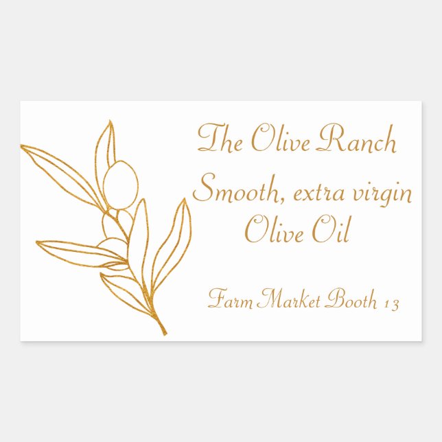 Gold Olive Branch Label Rechteckiger Aufkleber (Vorderseite)