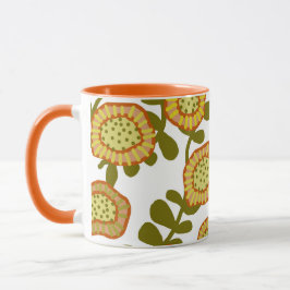 Gold Olive Orange Floral Design © Cathy Thompson Tasse