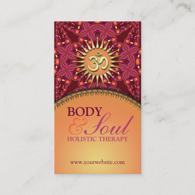 Gold OM Batik New Age Holistic Business Card Visitenkarte (Vorderseite)
