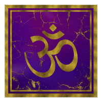 Gold OM Symbol - Om, Omkara auf Lila/Indigoklo