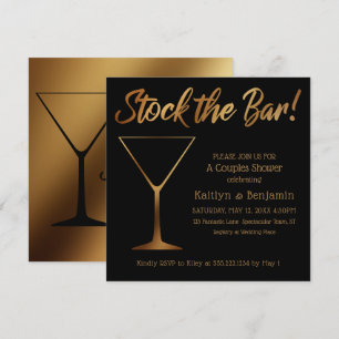 Gold Ombre & Black Couples Bar Dusche Einladung